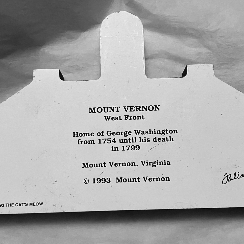 RARE Vintage THE CATS MEOW MOUNT VERNON WEST FRONT FALINE JONES WOOD SHELFART - Picture 4 of 12